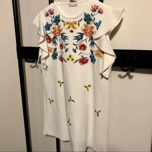 Floral white dress Zara Size S